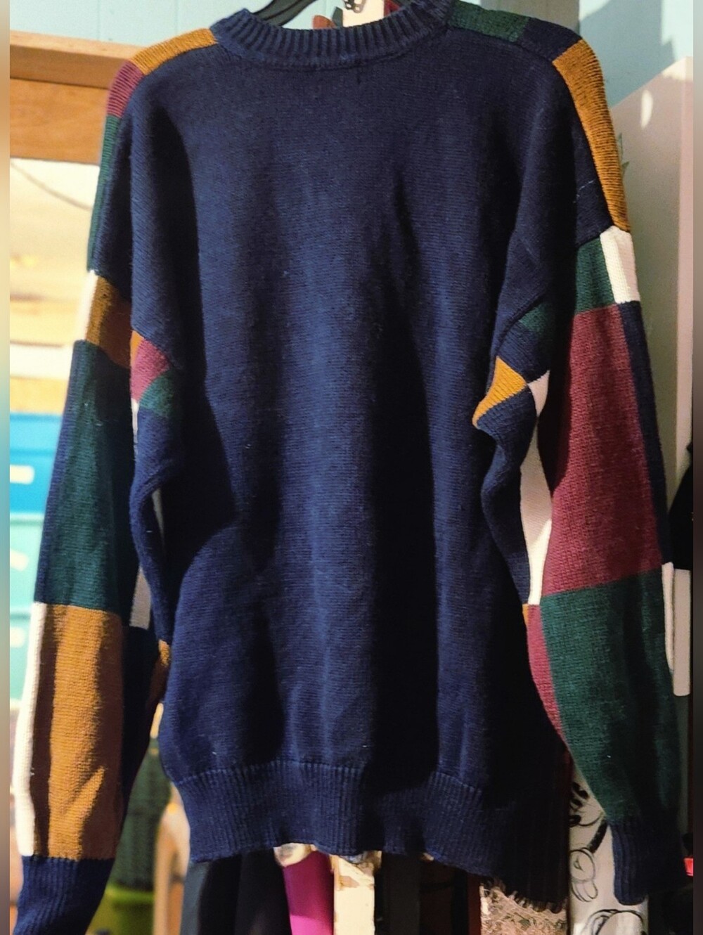 Structure Men's 90's vintage patchwork Colorblock Sweater Multicolor size XL - Picture 3 of 5